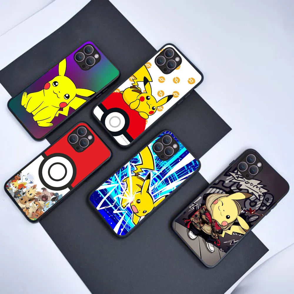 BW-46 Pikachu Soft Silicone Case For iPhone 5 5S 6 6S 7 8 SE 14 Plus Pro Max