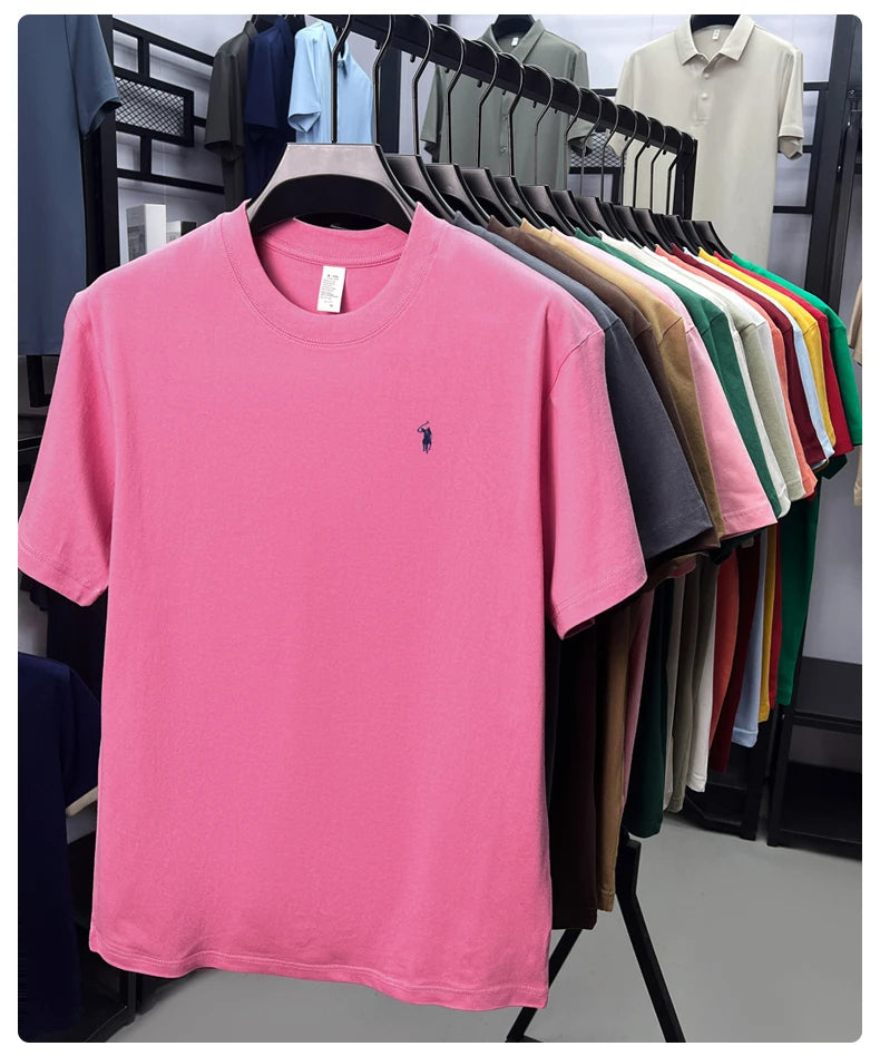 100% cotton men's short sleeve T-shirt fashion brand Paul Pony embroidery summer new high-end comfortable casual round neck top