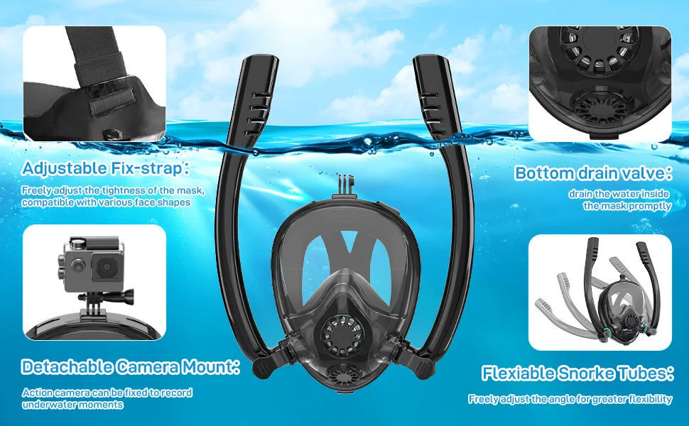 SOCRKLER 0.5L Scuba Diving Tank Set,Mini Oxygen Cylinder with Full Face Snorkel Mask,Portable Travel Diving Kit Christmas Gift