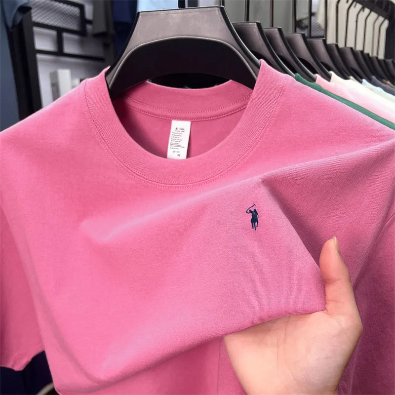 100% cotton men's short sleeve T-shirt fashion brand Paul Pony embroidery summer new high-end comfortable casual round neck top