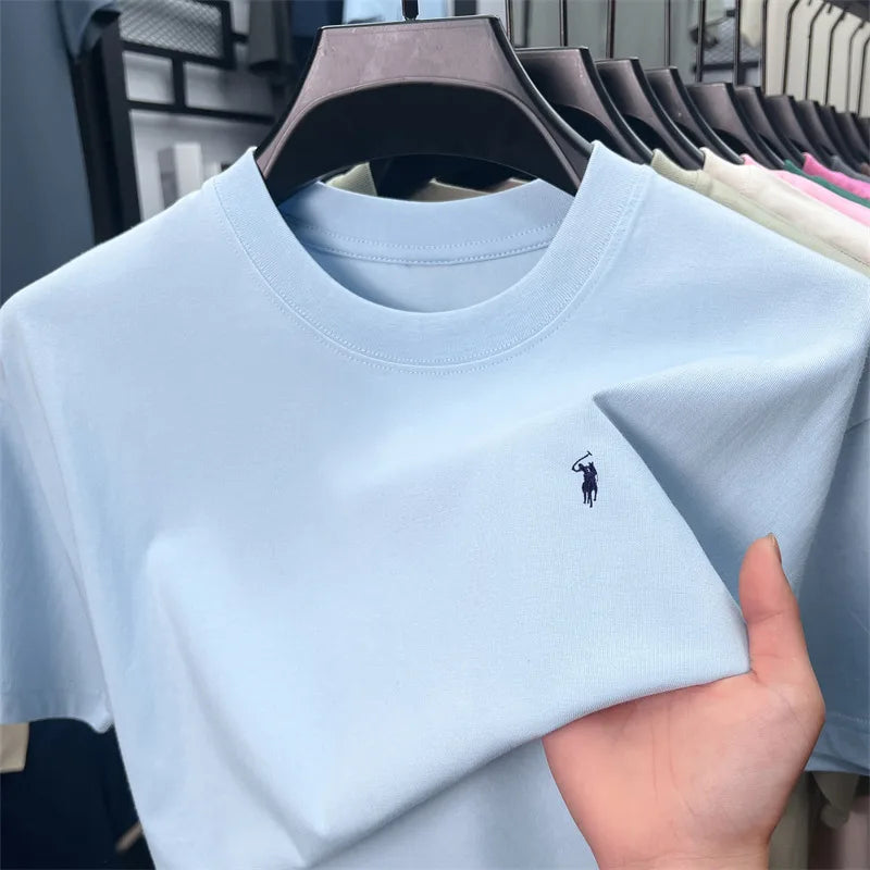 100% cotton men's short sleeve T-shirt fashion brand Paul Pony embroidery summer new high-end comfortable casual round neck top