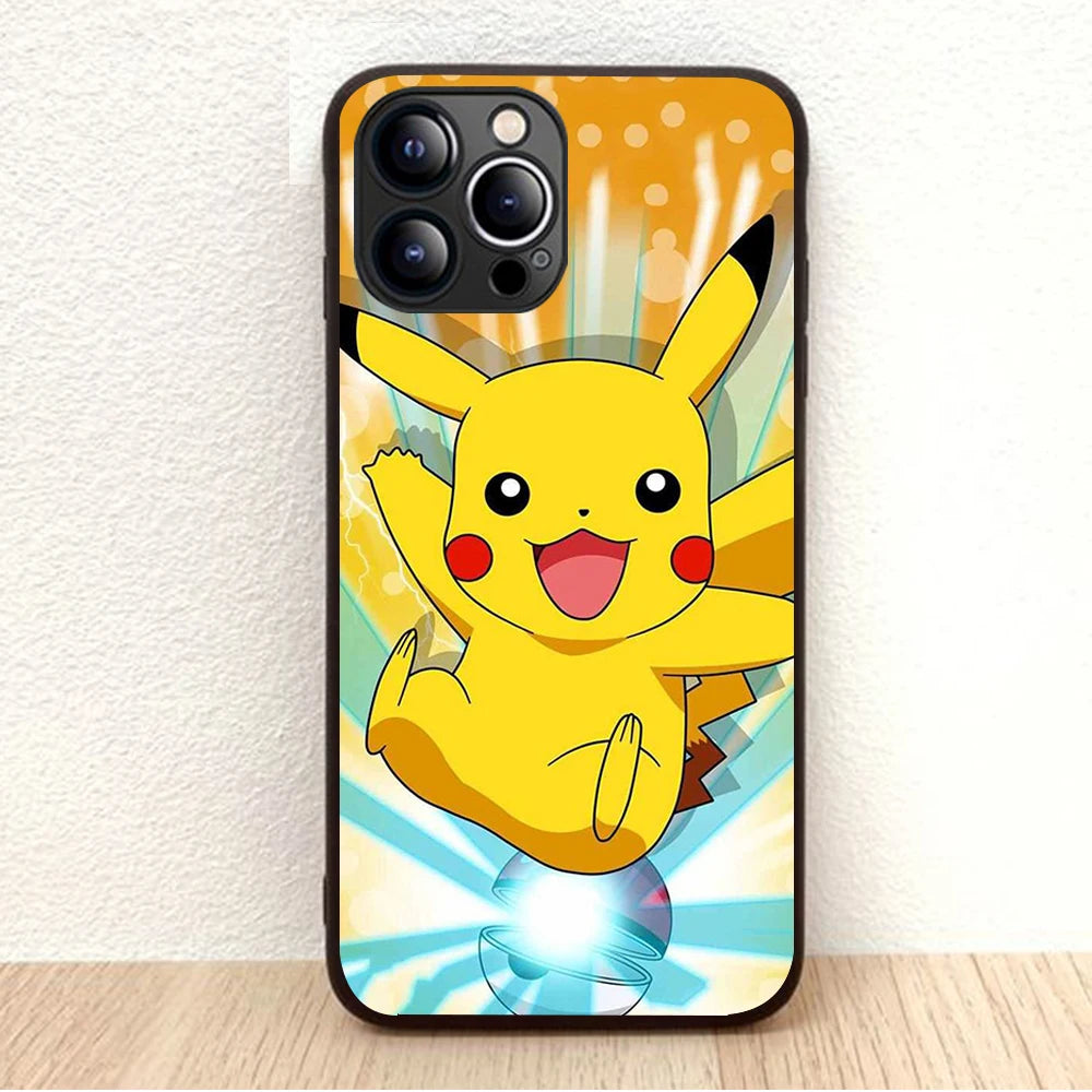 BW-46 Pikachu Soft Silicone Case For iPhone 5 5S 6 6S 7 8 SE 14 Plus Pro Max