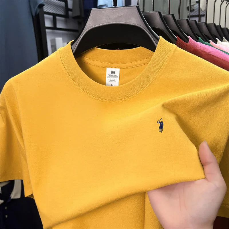 100% cotton men's short sleeve T-shirt fashion brand Paul Pony embroidery summer new high-end comfortable casual round neck top
