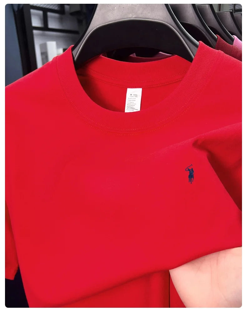 100% cotton men's short sleeve T-shirt fashion brand Paul Pony embroidery summer new high-end comfortable casual round neck top