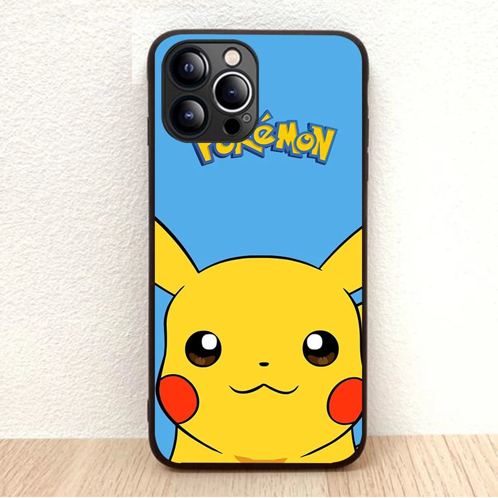 BW-46 Pikachu Soft Silicone Case For iPhone 5 5S 6 6S 7 8 SE 14 Plus Pro Max