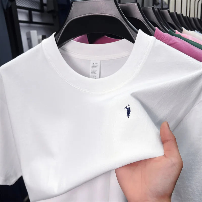 100% cotton men's short sleeve T-shirt fashion brand Paul Pony embroidery summer new high-end comfortable casual round neck top