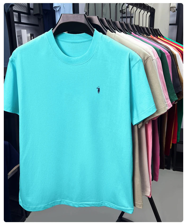 100% cotton men's short sleeve T-shirt fashion brand Paul Pony embroidery summer new high-end comfortable casual round neck top