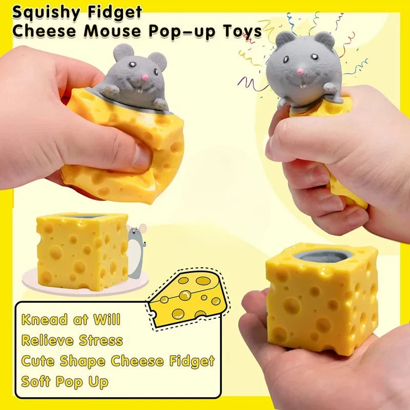 Mouse Squishy Toy Cheese Stress Ball Squishy Rat Squeeze Cheese Fidgets Squishy Mice Toy Stress Novelty Toy for People Best GIft