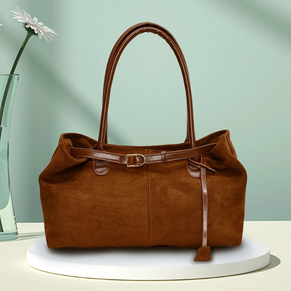 Women PU Fashion Shoulder Bag Solid Color Stylish Shoulder Purse Hasp Closure Simple Commuting Bag Travel Hobo Bag