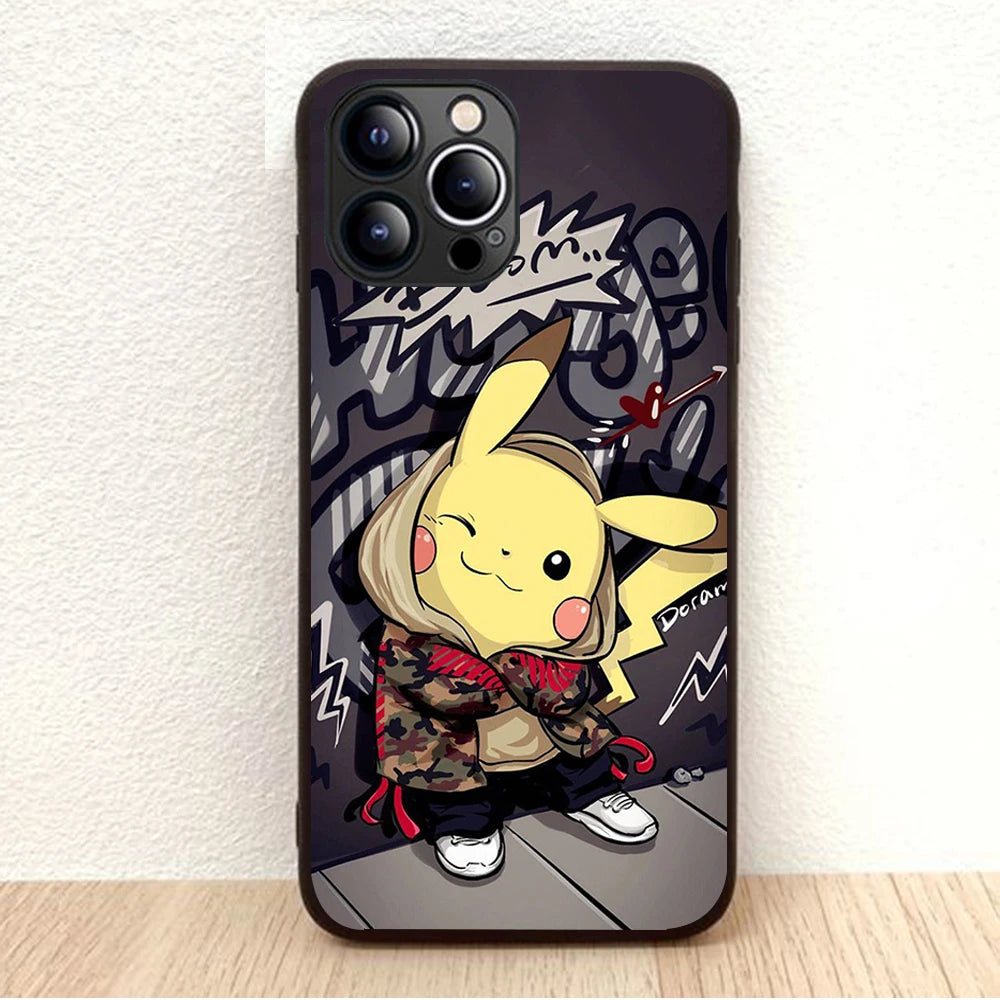 BW-46 Pikachu Soft Silicone Case For iPhone 5 5S 6 6S 7 8 SE 14 Plus Pro Max
