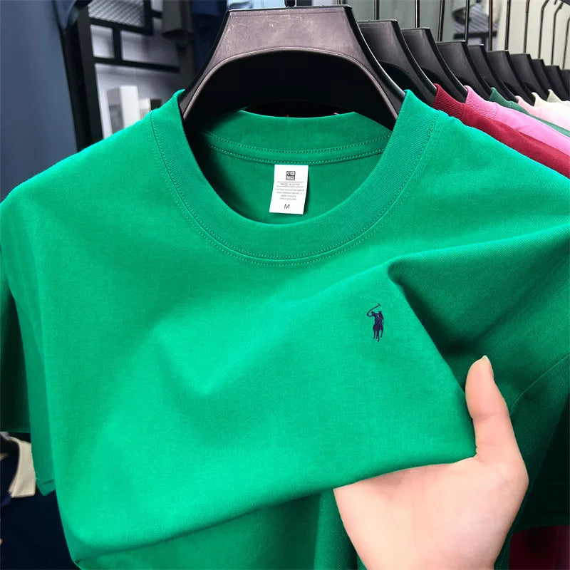 100% cotton men's short sleeve T-shirt fashion brand Paul Pony embroidery summer new high-end comfortable casual round neck top