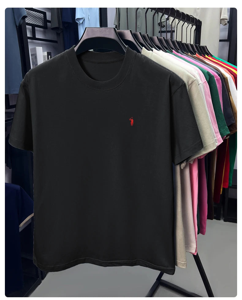 100% cotton men's short sleeve T-shirt fashion brand Paul Pony embroidery summer new high-end comfortable casual round neck top