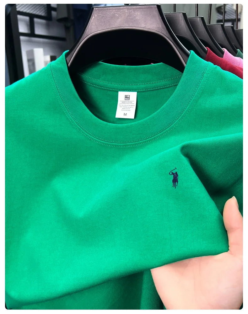 100% cotton men's short sleeve T-shirt fashion brand Paul Pony embroidery summer new high-end comfortable casual round neck top