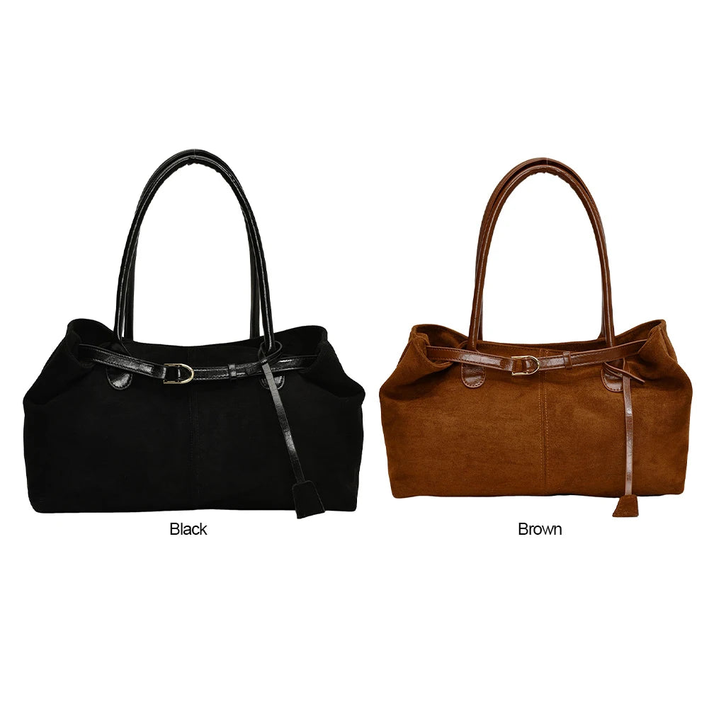 Women PU Fashion Shoulder Bag Solid Color Stylish Shoulder Purse Hasp Closure Simple Commuting Bag Travel Hobo Bag