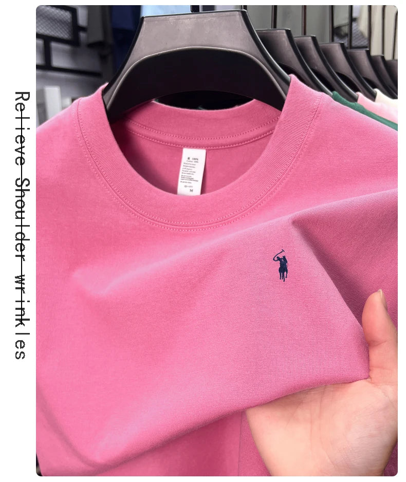 100% cotton men's short sleeve T-shirt fashion brand Paul Pony embroidery summer new high-end comfortable casual round neck top