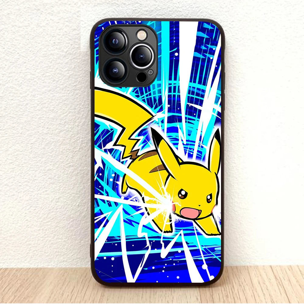 BW-46 Pikachu Soft Silicone Case For iPhone 5 5S 6 6S 7 8 SE 14 Plus Pro Max