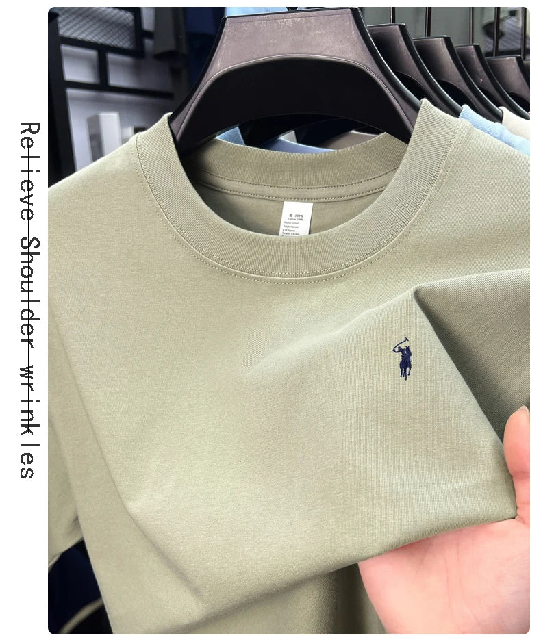 100% cotton men's short sleeve T-shirt fashion brand Paul Pony embroidery summer new high-end comfortable casual round neck top