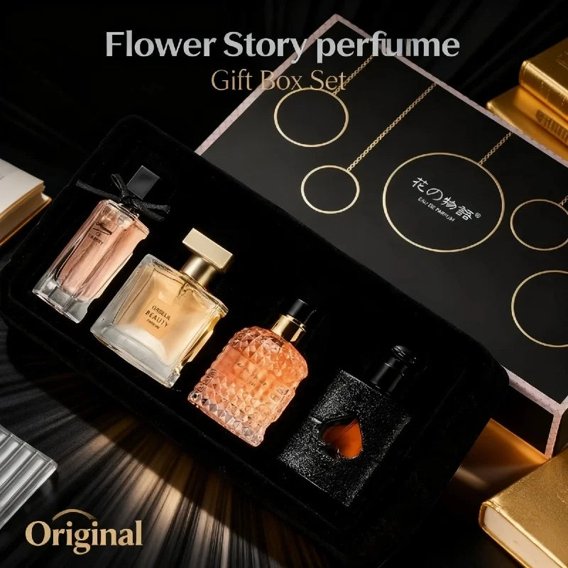 105ml Original Women Perfume Gift Box Four Piece Set, Eau De Parfum Long Lasting Fresh Plant Floral Scent, Perfect Gift Sets