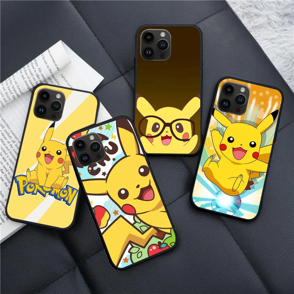 BW-46 Pikachu Soft Silicone Case For iPhone 5 5S 6 6S 7 8 SE 14 Plus Pro Max