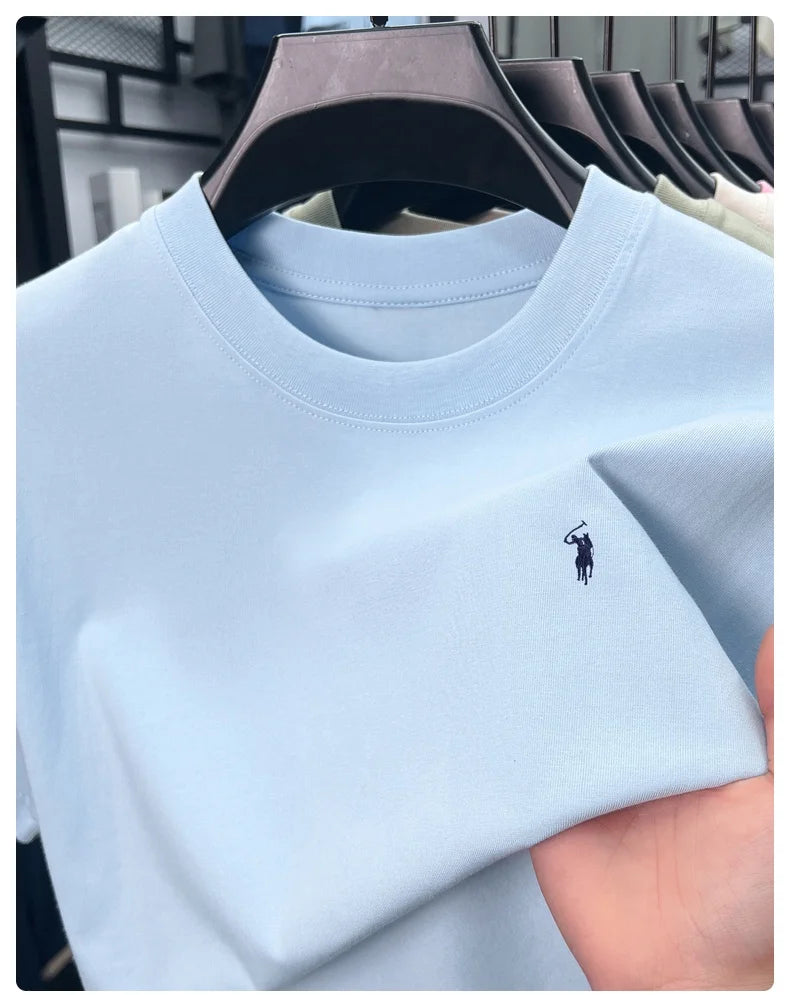 100% cotton men's short sleeve T-shirt fashion brand Paul Pony embroidery summer new high-end comfortable casual round neck top