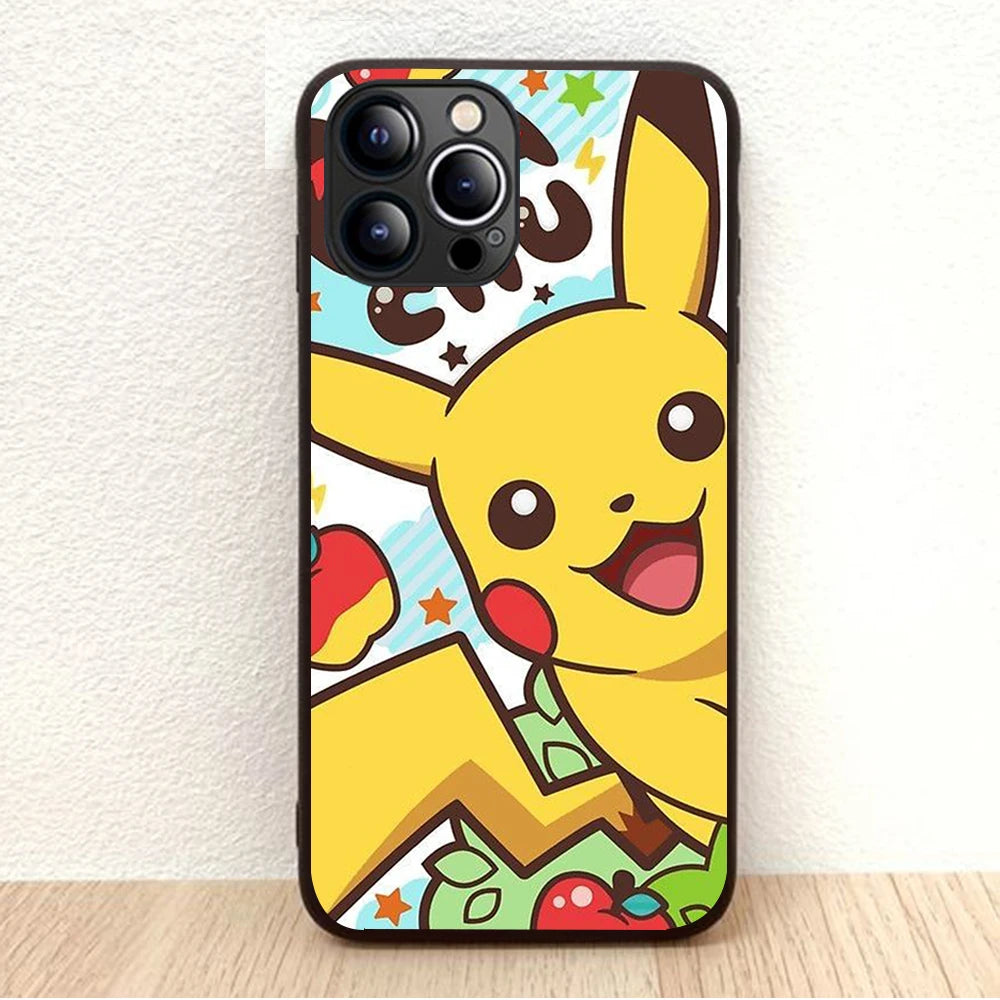 BW-46 Pikachu Soft Silicone Case For iPhone 5 5S 6 6S 7 8 SE 14 Plus Pro Max