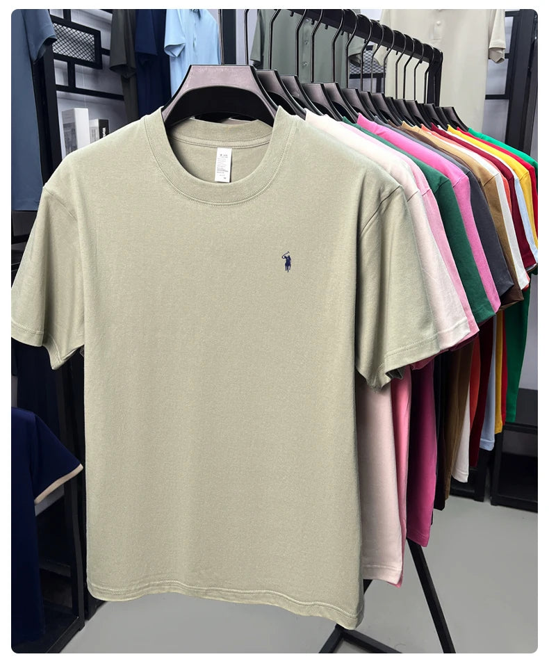 100% cotton men's short sleeve T-shirt fashion brand Paul Pony embroidery summer new high-end comfortable casual round neck top