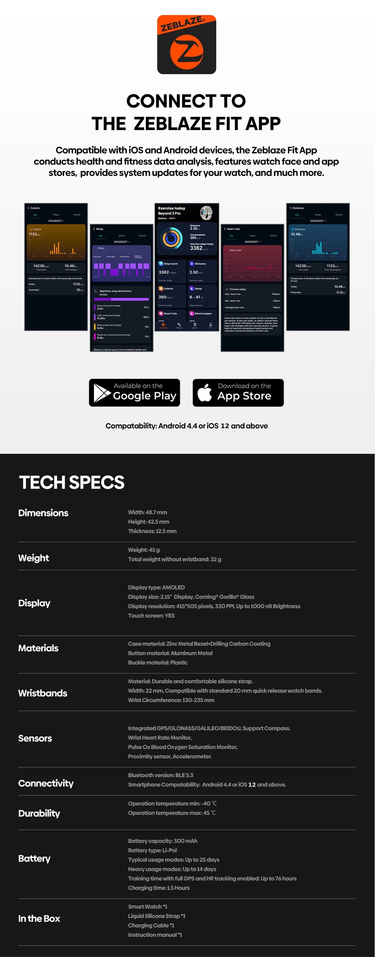 New Zeblaze Beyond 3 Pro GPS Smart Watch 2.15" AMOLED Display Built-in GPS & Route Import Make/Receive Phone Calls Smartwatch