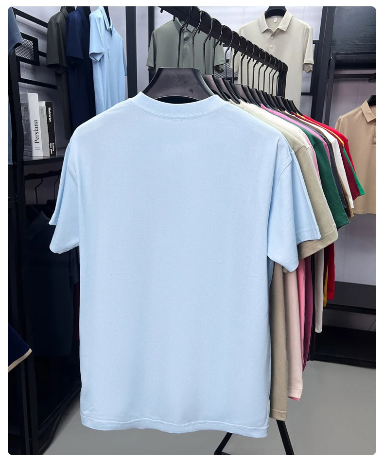 100% cotton men's short sleeve T-shirt fashion brand Paul Pony embroidery summer new high-end comfortable casual round neck top