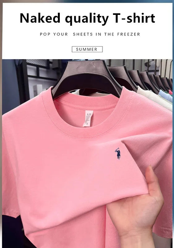 100% cotton men's short sleeve T-shirt fashion brand Paul Pony embroidery summer new high-end comfortable casual round neck top