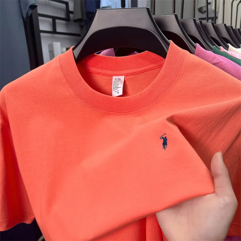 100% cotton men's short sleeve T-shirt fashion brand Paul Pony embroidery summer new high-end comfortable casual round neck top