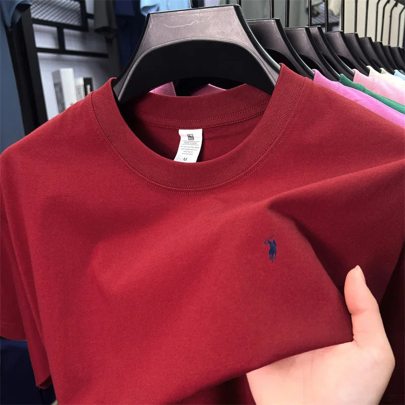 100% cotton men's short sleeve T-shirt fashion brand Paul Pony embroidery summer new high-end comfortable casual round neck top