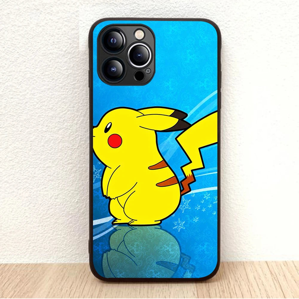 BW-46 Pikachu Soft Silicone Case For iPhone 5 5S 6 6S 7 8 SE 14 Plus Pro Max