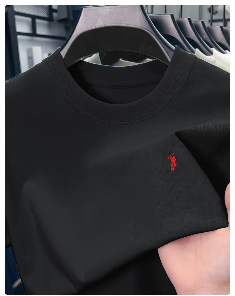 100% cotton men's short sleeve T-shirt fashion brand Paul Pony embroidery summer new high-end comfortable casual round neck top