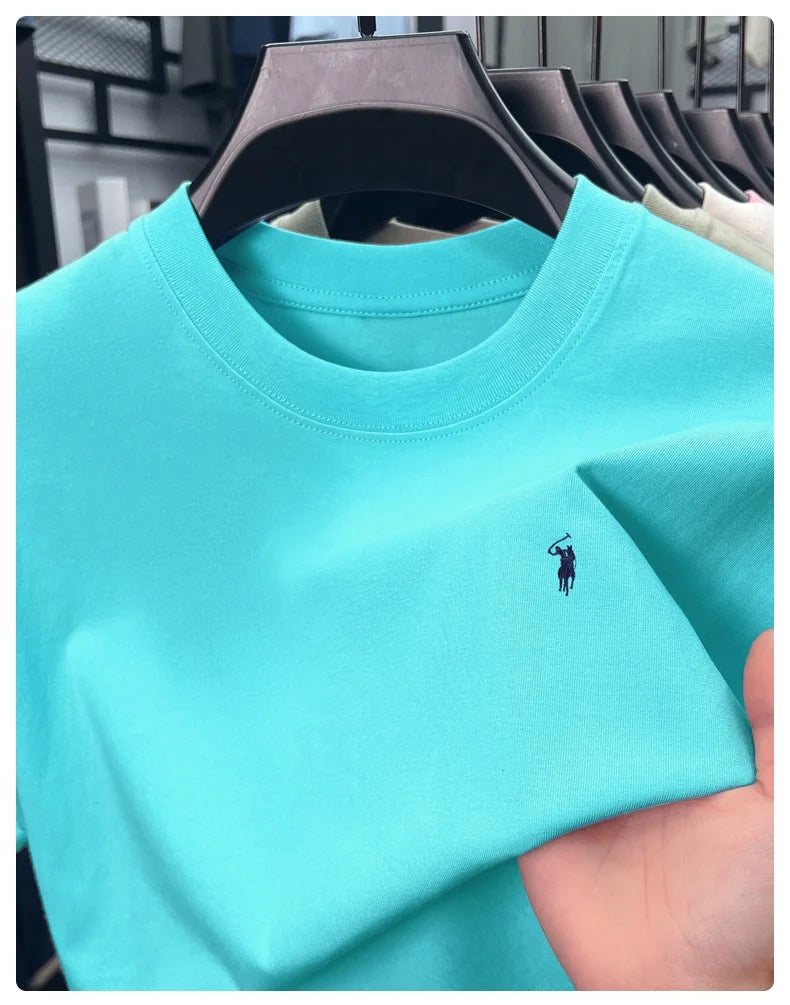 100% cotton men's short sleeve T-shirt fashion brand Paul Pony embroidery summer new high-end comfortable casual round neck top