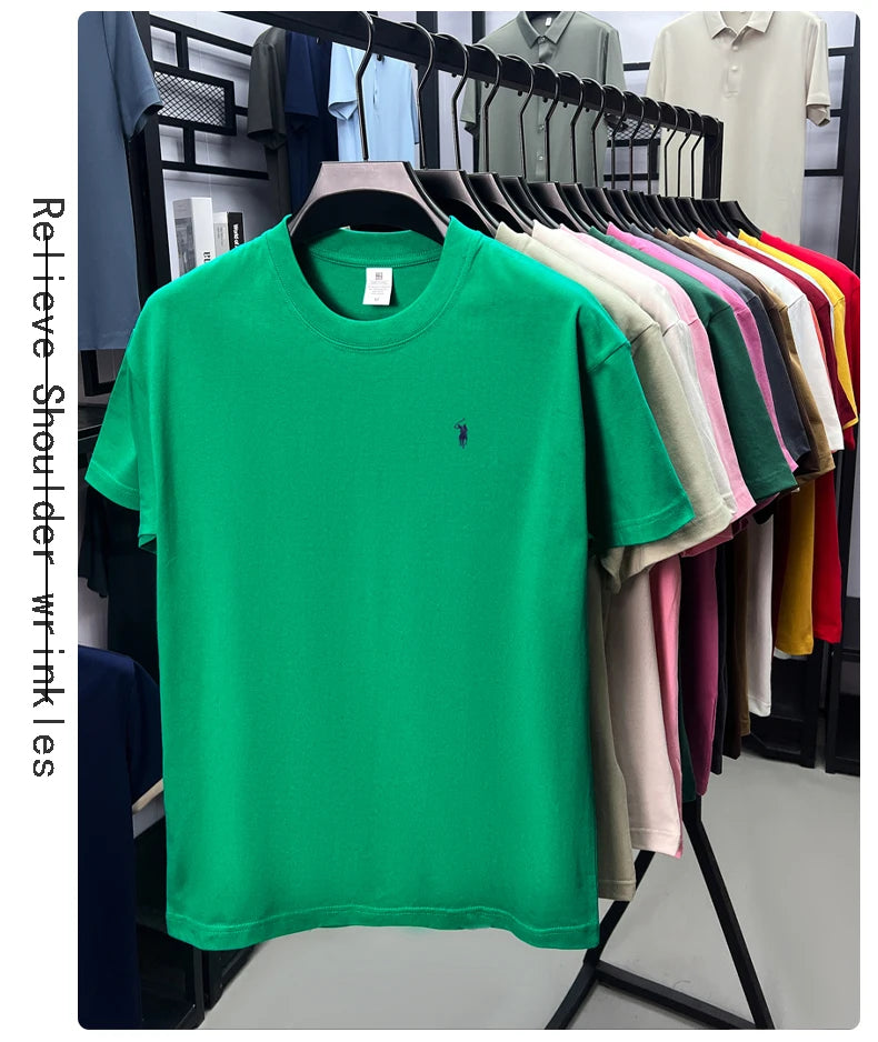 100% cotton men's short sleeve T-shirt fashion brand Paul Pony embroidery summer new high-end comfortable casual round neck top