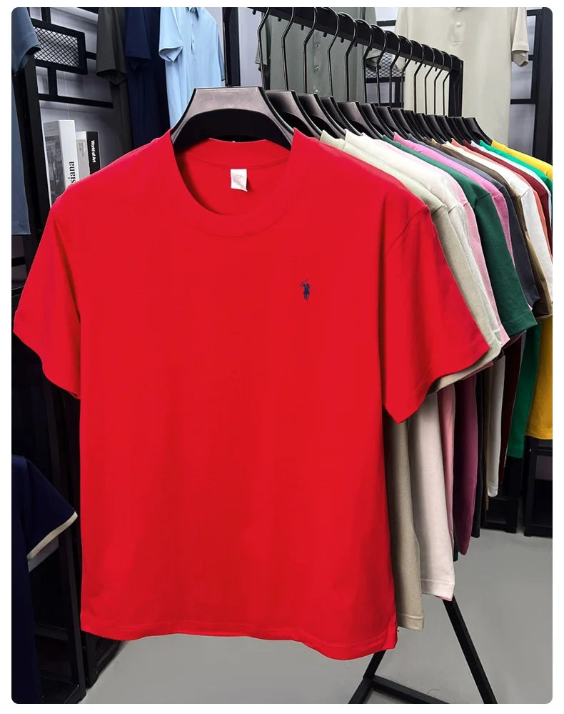 100% cotton men's short sleeve T-shirt fashion brand Paul Pony embroidery summer new high-end comfortable casual round neck top