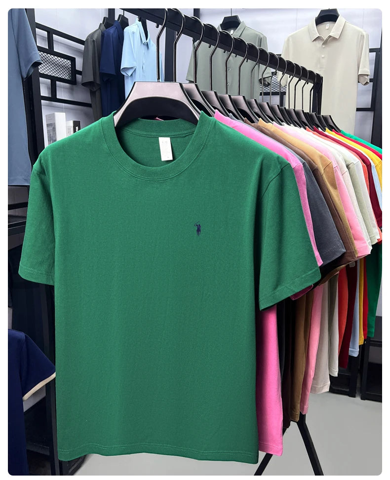 100% cotton men's short sleeve T-shirt fashion brand Paul Pony embroidery summer new high-end comfortable casual round neck top