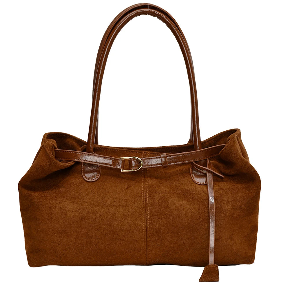 Women PU Fashion Shoulder Bag Solid Color Stylish Shoulder Purse Hasp Closure Simple Commuting Bag Travel Hobo Bag