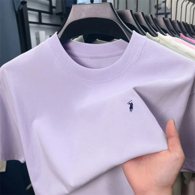100% cotton men's short sleeve T-shirt fashion brand Paul Pony embroidery summer new high-end comfortable casual round neck top