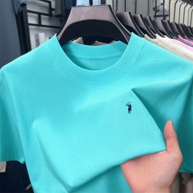 100% cotton men's short sleeve T-shirt fashion brand Paul Pony embroidery summer new high-end comfortable casual round neck top