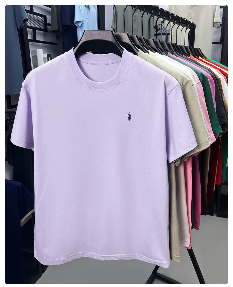 100% cotton men's short sleeve T-shirt fashion brand Paul Pony embroidery summer new high-end comfortable casual round neck top