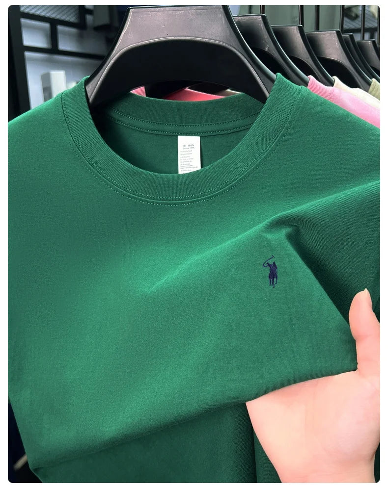 100% cotton men's short sleeve T-shirt fashion brand Paul Pony embroidery summer new high-end comfortable casual round neck top