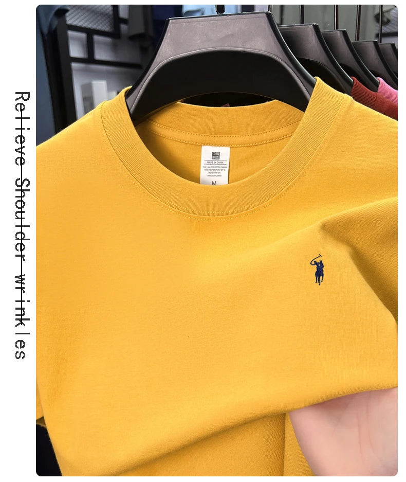100% cotton men's short sleeve T-shirt fashion brand Paul Pony embroidery summer new high-end comfortable casual round neck top