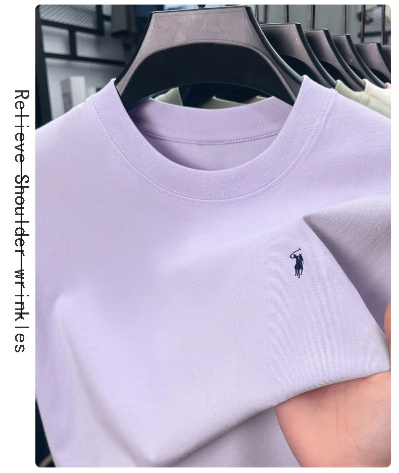 100% cotton men's short sleeve T-shirt fashion brand Paul Pony embroidery summer new high-end comfortable casual round neck top