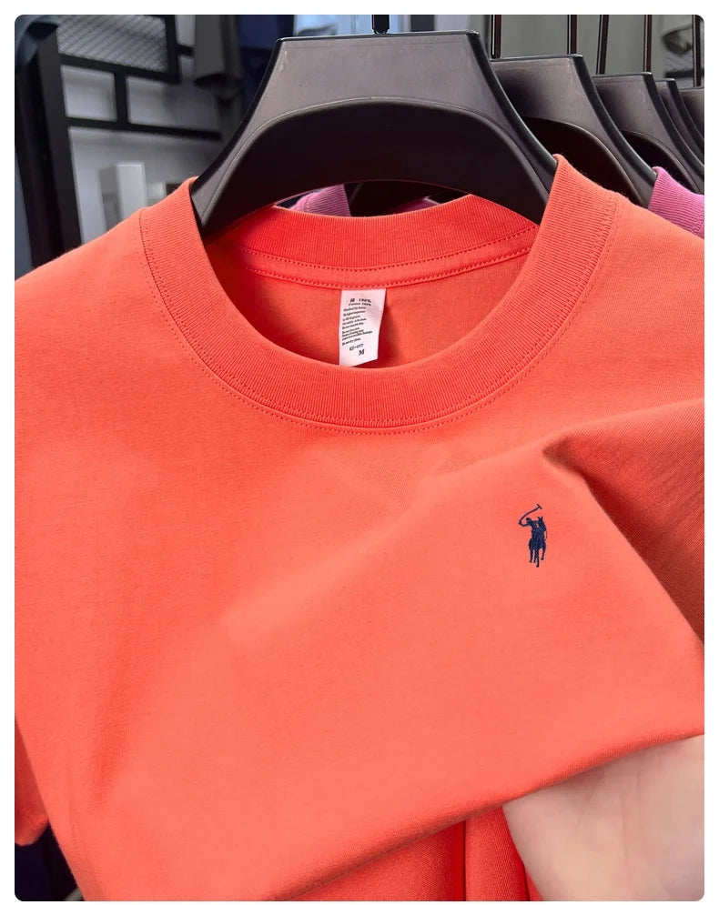 100% cotton men's short sleeve T-shirt fashion brand Paul Pony embroidery summer new high-end comfortable casual round neck top