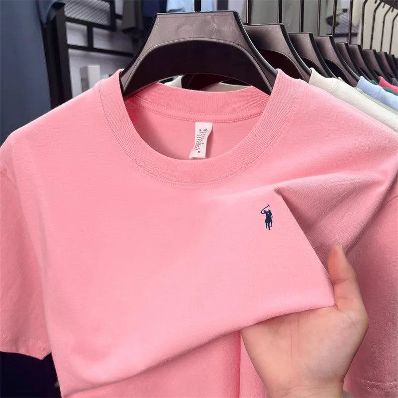 100% cotton men's short sleeve T-shirt fashion brand Paul Pony embroidery summer new high-end comfortable casual round neck top