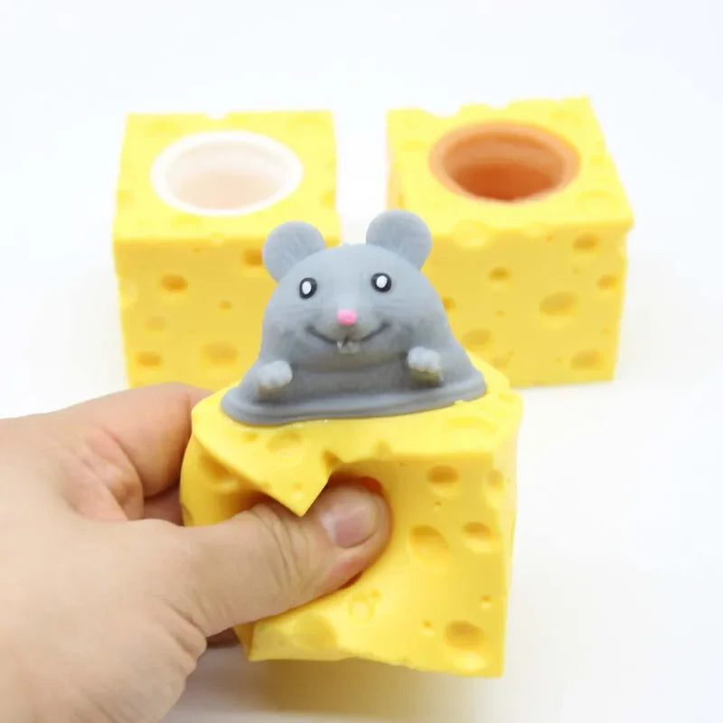 Mouse Squishy Toy Cheese Stress Ball Squishy Rat Squeeze Cheese Fidgets Squishy Mice Toy Stress Novelty Toy for People Best GIft