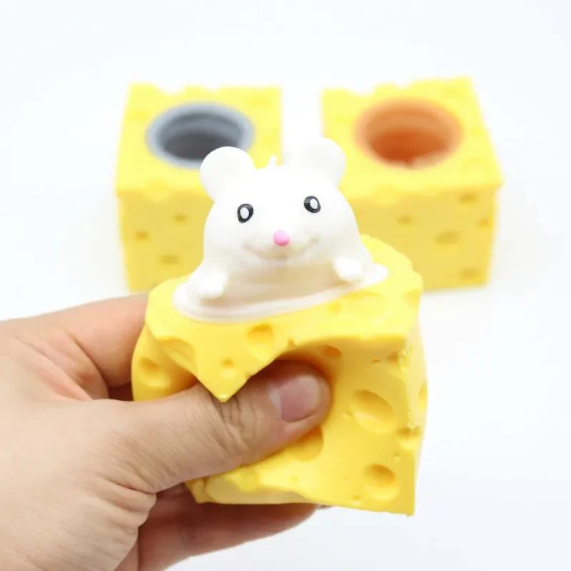 Mouse Squishy Toy Cheese Stress Ball Squishy Rat Squeeze Cheese Fidgets Squishy Mice Toy Stress Novelty Toy for People Best GIft