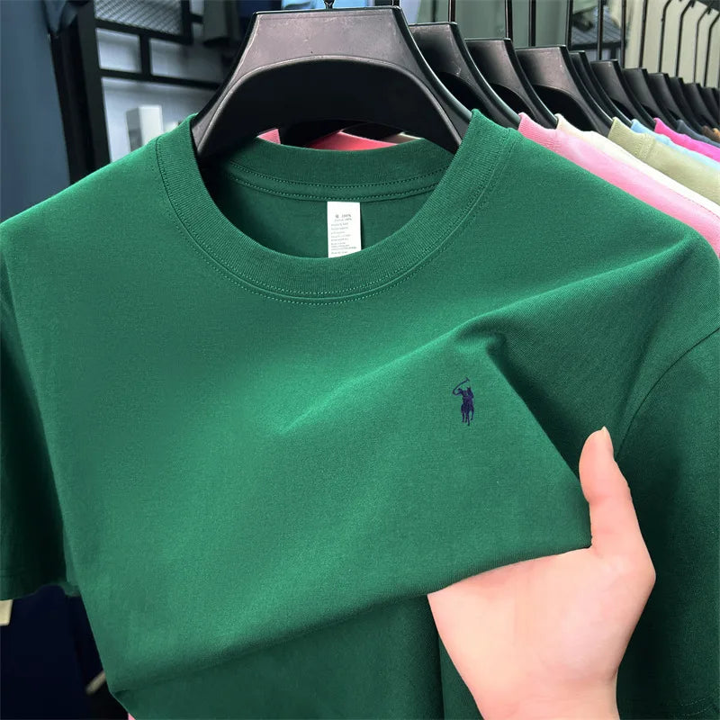 100% cotton men's short sleeve T-shirt fashion brand Paul Pony embroidery summer new high-end comfortable casual round neck top