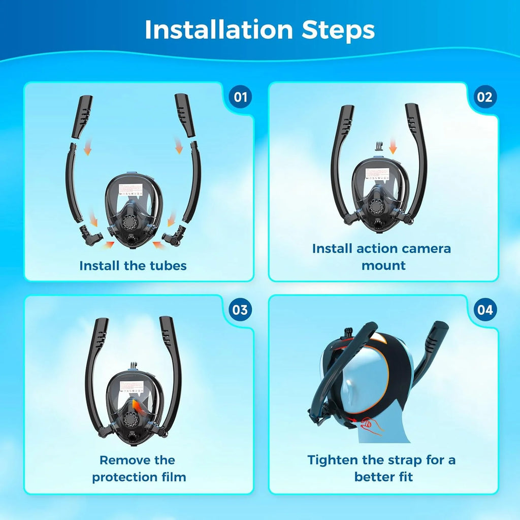 SOCRKLER 0.5L Scuba Diving Tank Set,Mini Oxygen Cylinder with Full Face Snorkel Mask,Portable Travel Diving Kit Christmas Gift